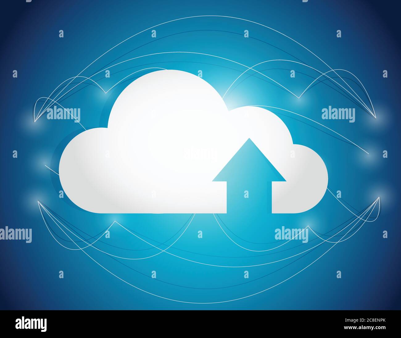 Cloud Computing Lines Verbindungsdarstellung auf blauem Hintergrund Stock Vektor