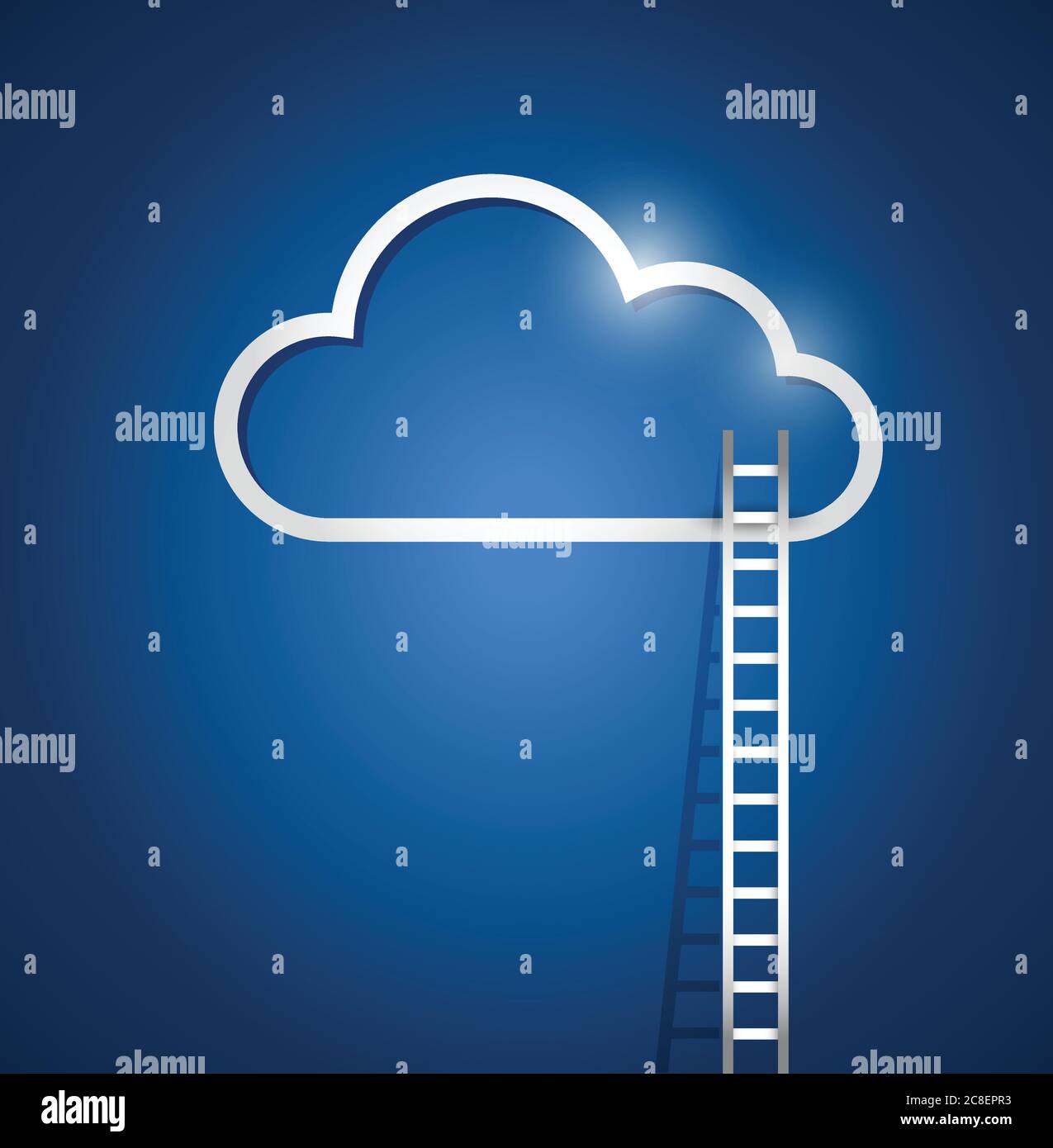 Border Cloud Computing und Treppen. Illustration Design über einem blauen Hintergrund Stock Vektor