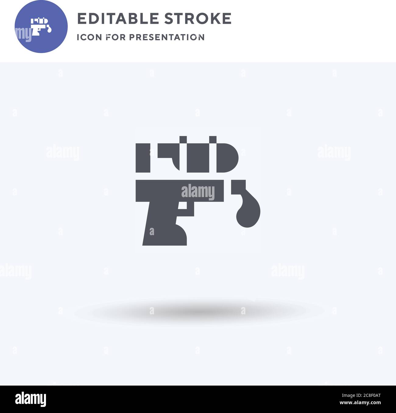 Wasserpistole Symbolvektor, gefüllt flaches Zeichen, solides Piktogramm isoliert auf weiß, Logo-Illustration. Symbol für Wasserpistole zur Präsentation. Stock Vektor