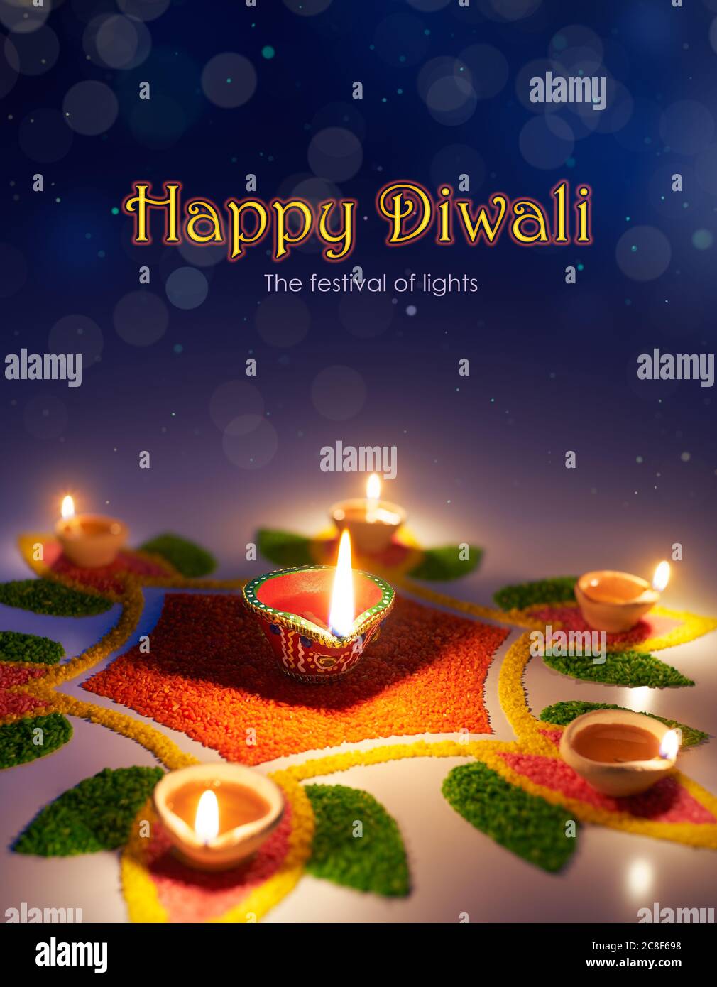 Happy Diwali, das Festival der Lichter Stockfoto