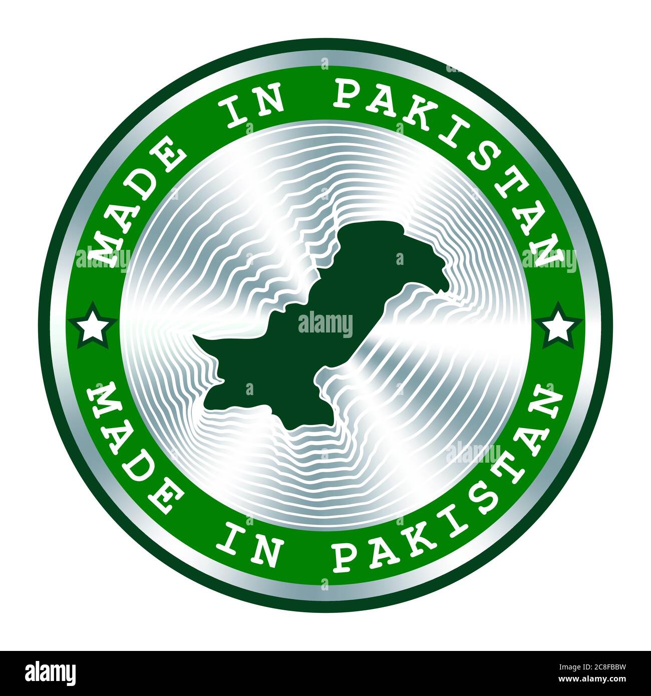 Hergestellt in Pakistan Siegel oder Stempel. Rundes Hologramm-Schild für Etikettendesign und nationale Pakistan-Vermarktung. Lokale Produktions-Tag Stock Vektor