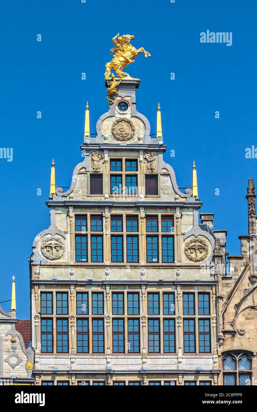 Altes Gildenhaus am zentralen Platz im Zentrum von Antwerpen, Belgien Stockfoto