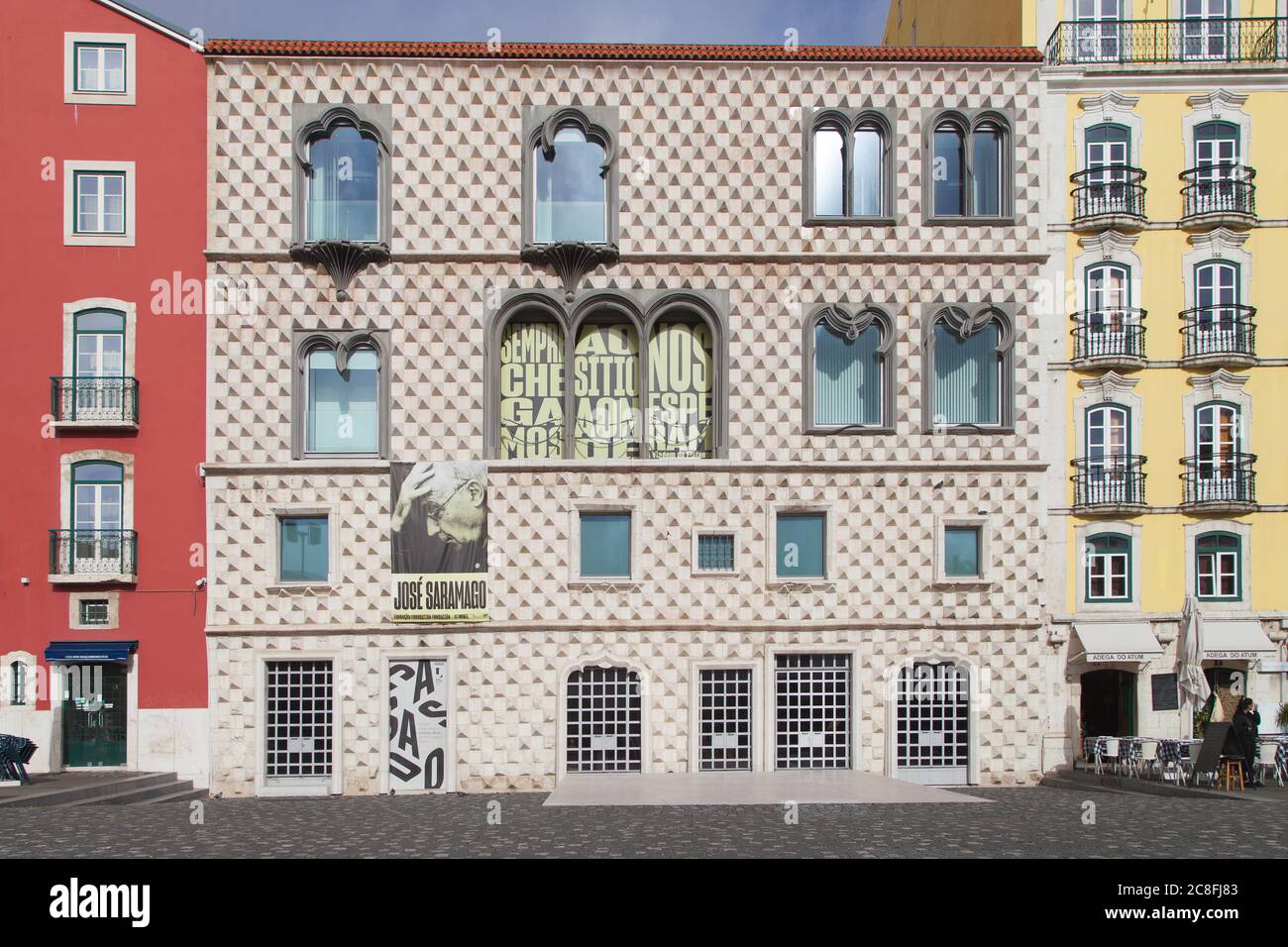 Lissabon, Portugal - 22. Dezember 2019: Haus der Spikes in Lissabon, Portugal. Stockfoto