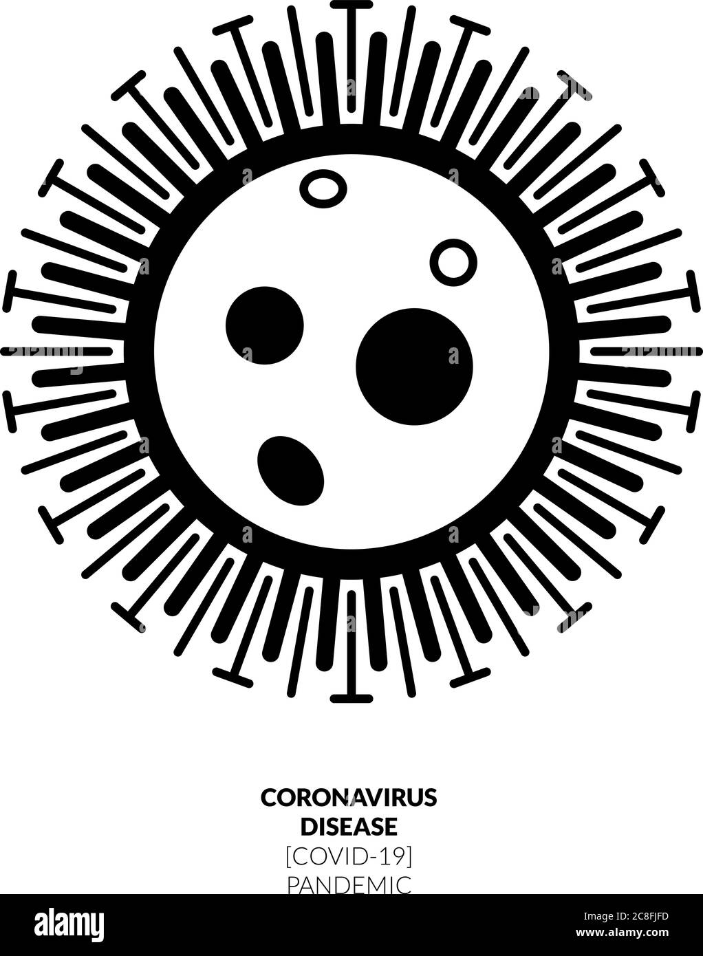 Coronavirus schwarze Linie Kunst, großes Design für jeden Zweck. Linienzeichnung. Geometrische Form. Moderner abstrakter Vektorhintergrund. Stock Vektor