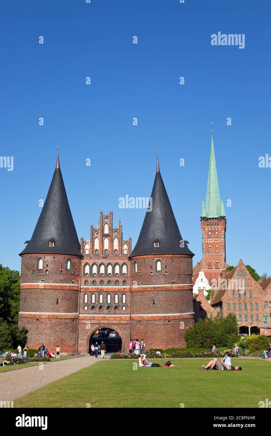 Geographie / Reisen, Deutschland, Schleswig-Holstein, Holstentor in der Hansestadt Lübeck, Nord, Additional-Rights-Clearance-Info-not-available Stockfoto