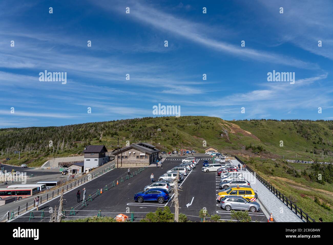 Hachimantai Gipfel Parkplatz. Towada-Hachimantai-Nationalpark. Stockfoto