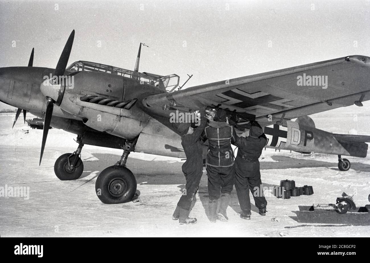 Wehrmacht Luftwaffe Messerschmitt Bf 110 E Ostfront - Bomber der deutschen Luftwaffe Bf / ME 110E Ostfront Stockfoto