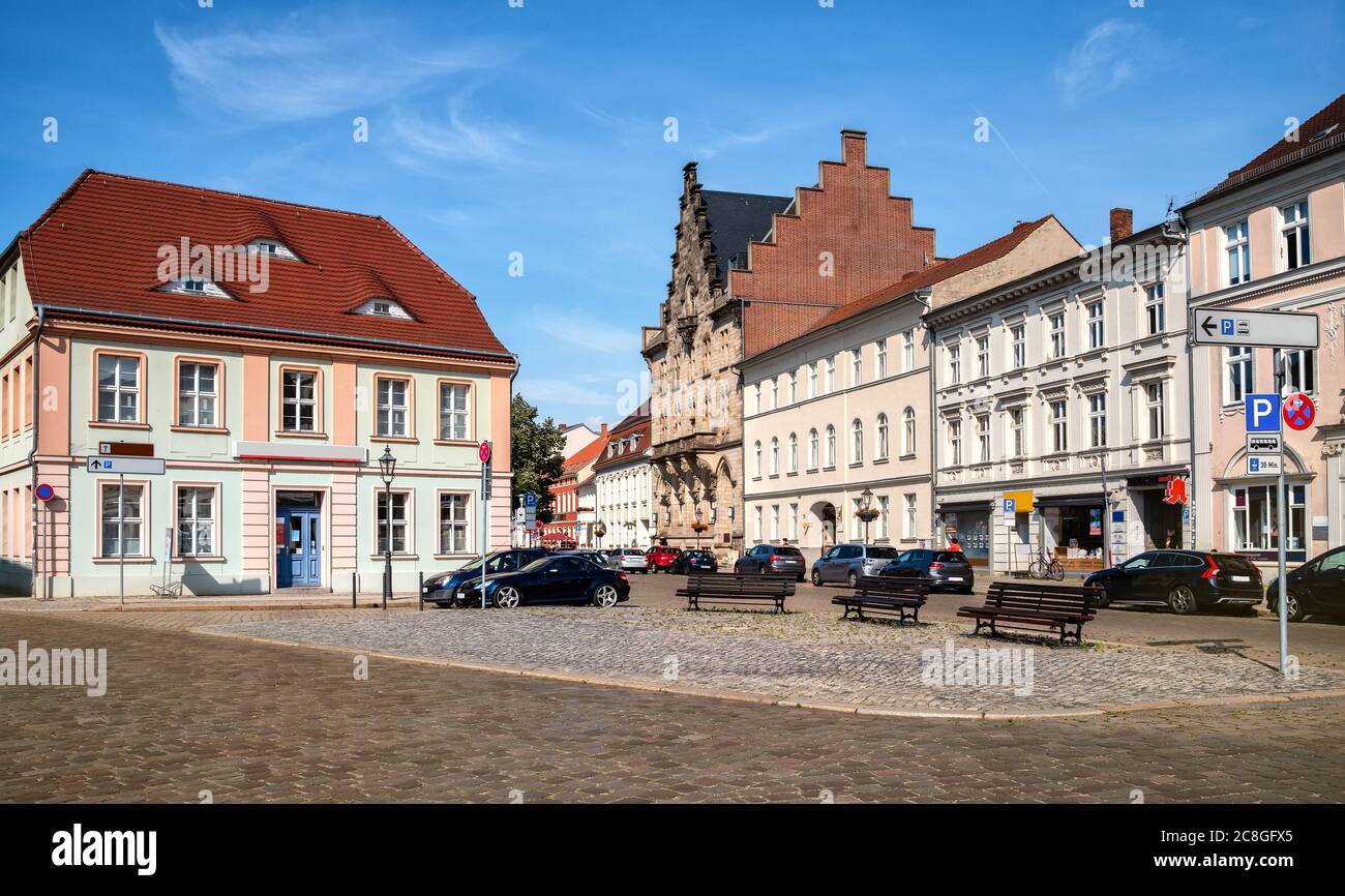 Schöner Blick auf Brandenburg an der Havel an einem sonnigen Sommertag. Stockfoto