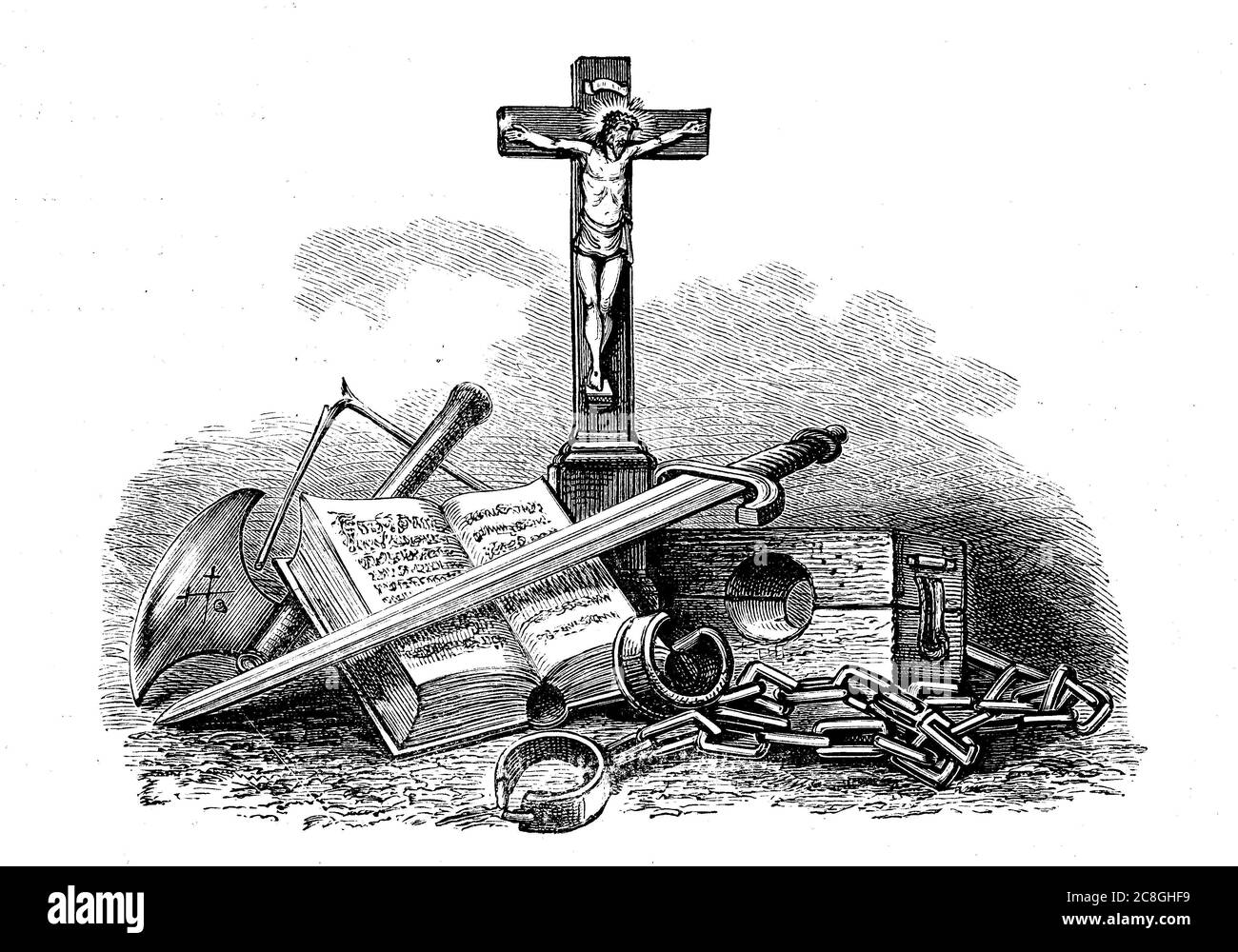 Symbole für die Kreuzzüge des 11. Jahrhunderts, 1850, England, Vereinigtes Königreich Stockfoto