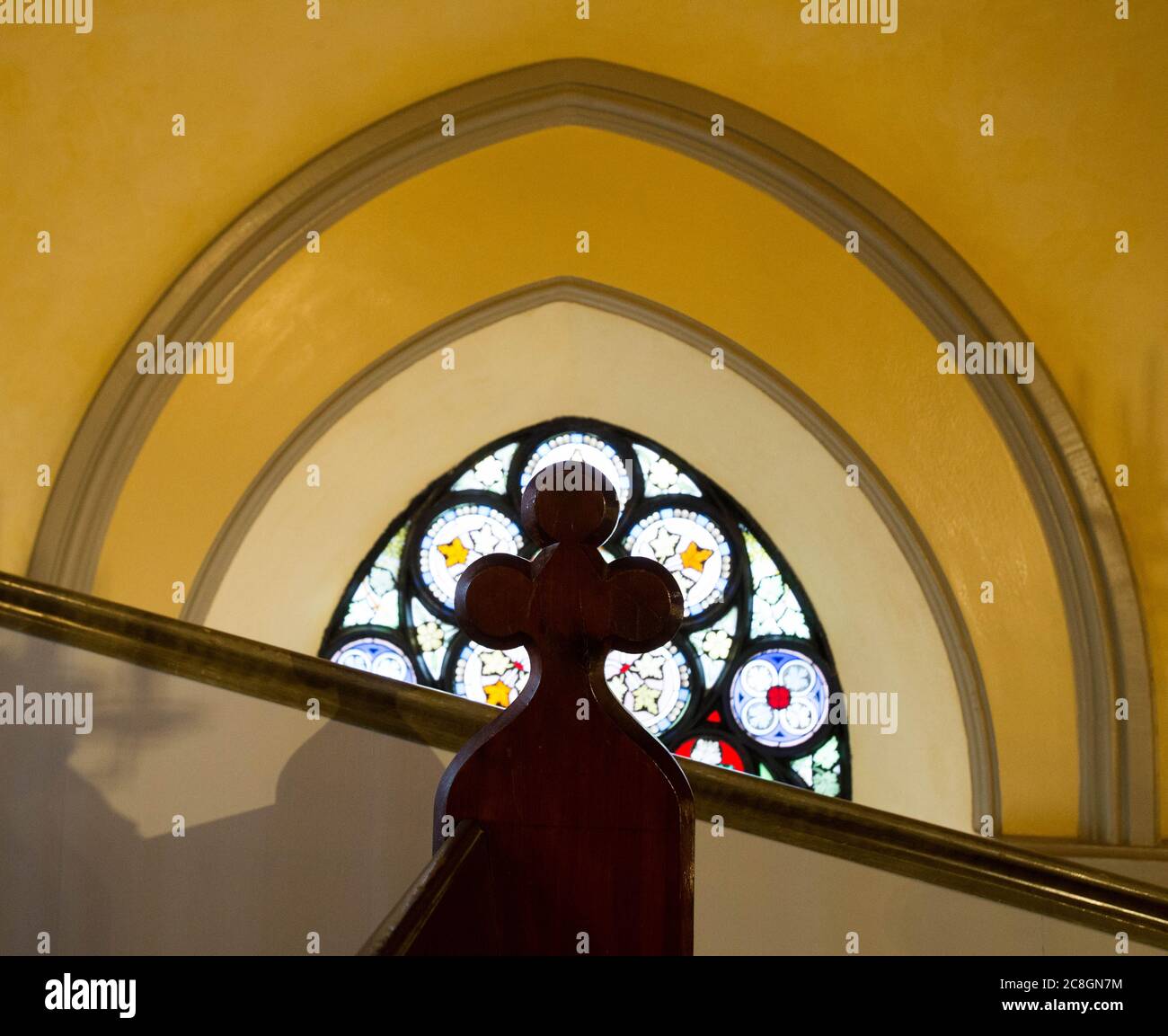 Nach mehreren Jahren wird die große Kirche in Åtvidaberg neu renoviert, umgebaut, modernisiert und bald wieder eröffnet. Foto Jeppe Gustafsson Stockfoto