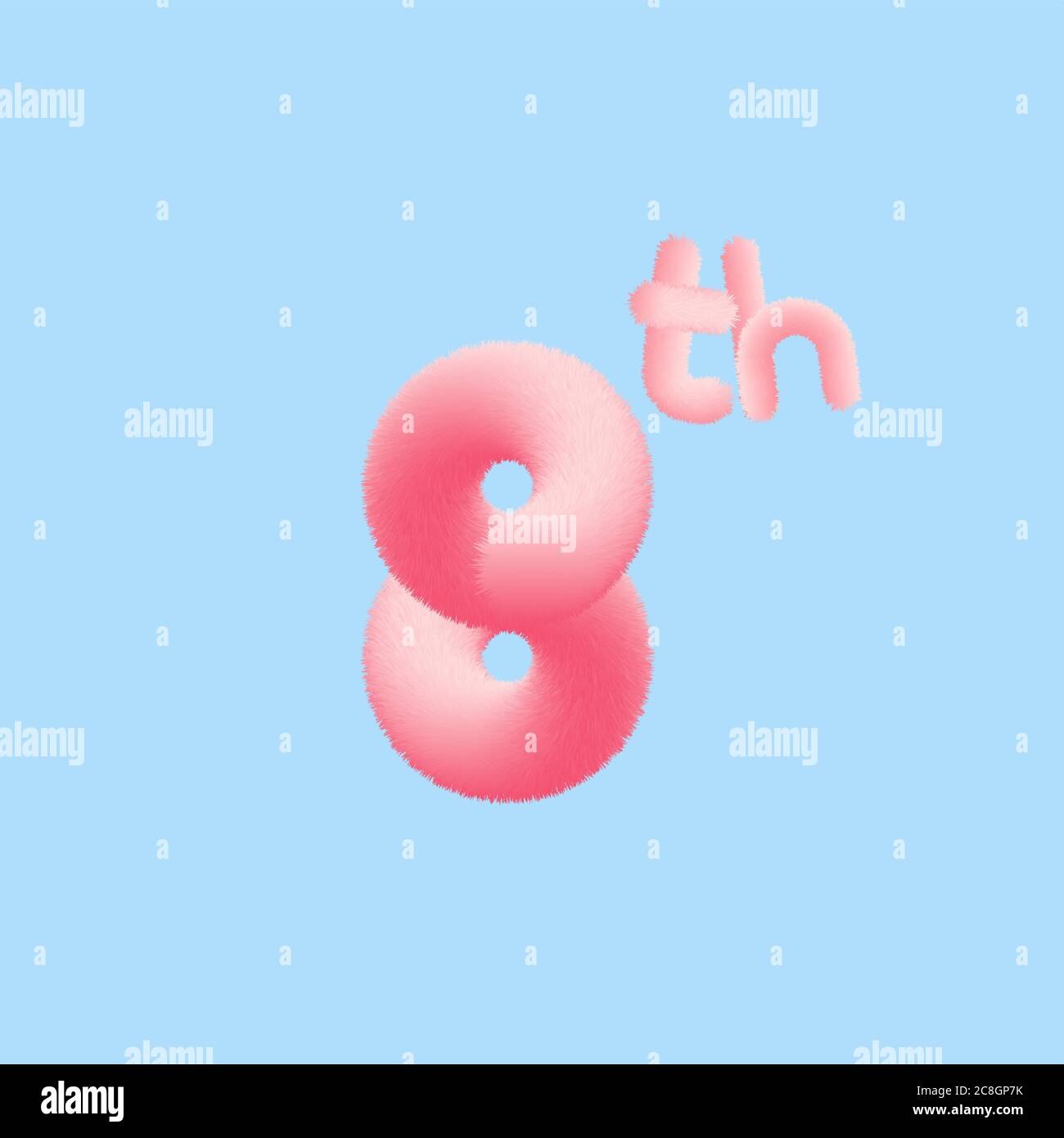 Nummer 1 realistische 3D Pelz-Effekt. Vektor-Illustration für Ihre Achte realistische 3D Pelz-Effekt-Nummer Kollektion Design Geburtstag, Jubiläum, Christus Stock Vektor