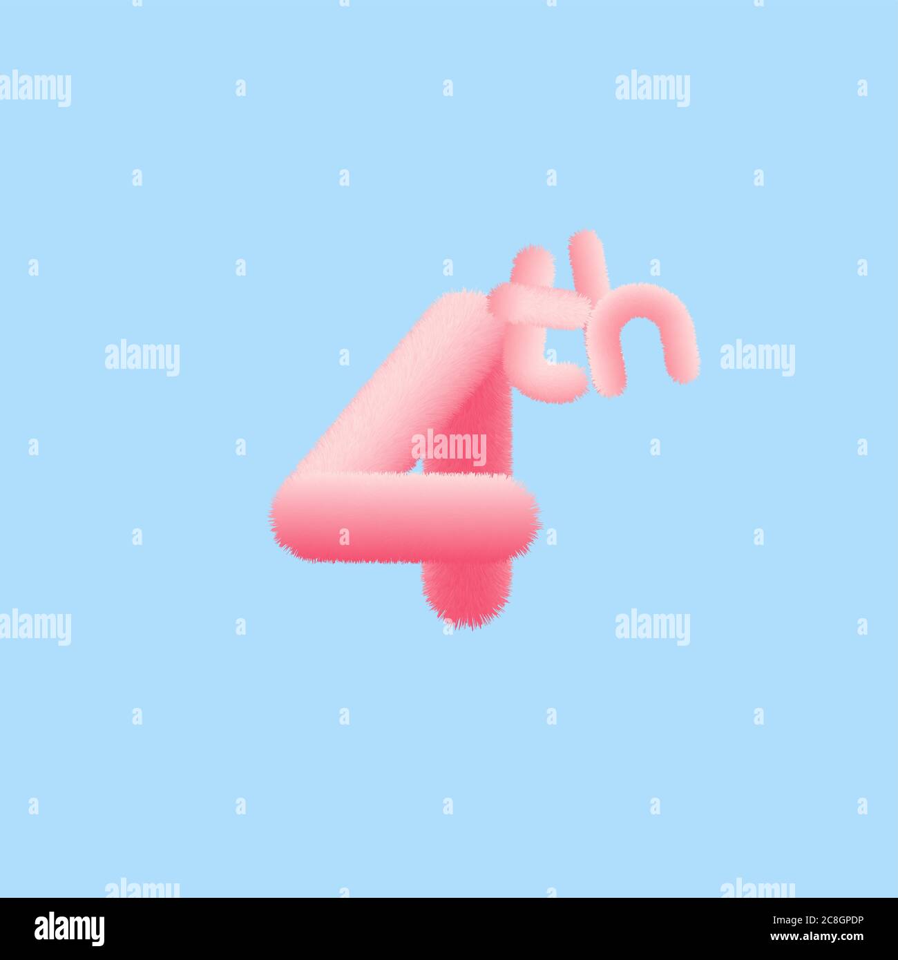 Nummer 4 realistische 3D Pelz-Effekt. Vektor-Illustration für Ihre vierte realistische 3D Pelz-Effekt-Nummer Kollektion Design Geburtstag, Jubiläum, Christus Stock Vektor