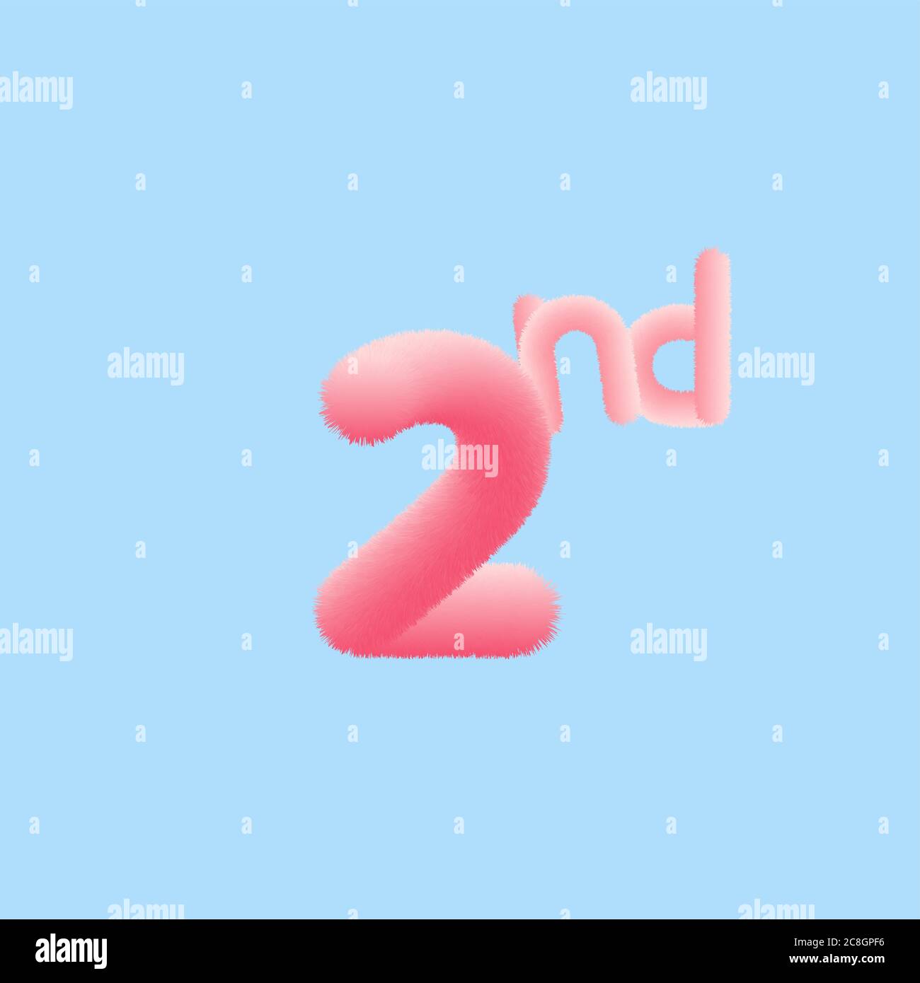 Nummer 2. Realistische 3D-Pelz-Effekt. Vektor-Illustration für Ihre zweite realistische 3D Pelz-Effekt-Nummer Kollektion Design Geburtstag, Jubiläum, Christus Stock Vektor