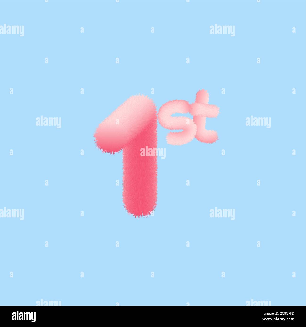 Nummer 1 realistische 3D Pelz-Effekt. Vektor-Illustration für Ihre erste realistische 3D-Pelz-Effekt-Nummer Kollektion Design Geburtstag, Jubiläum, Christm Stock Vektor