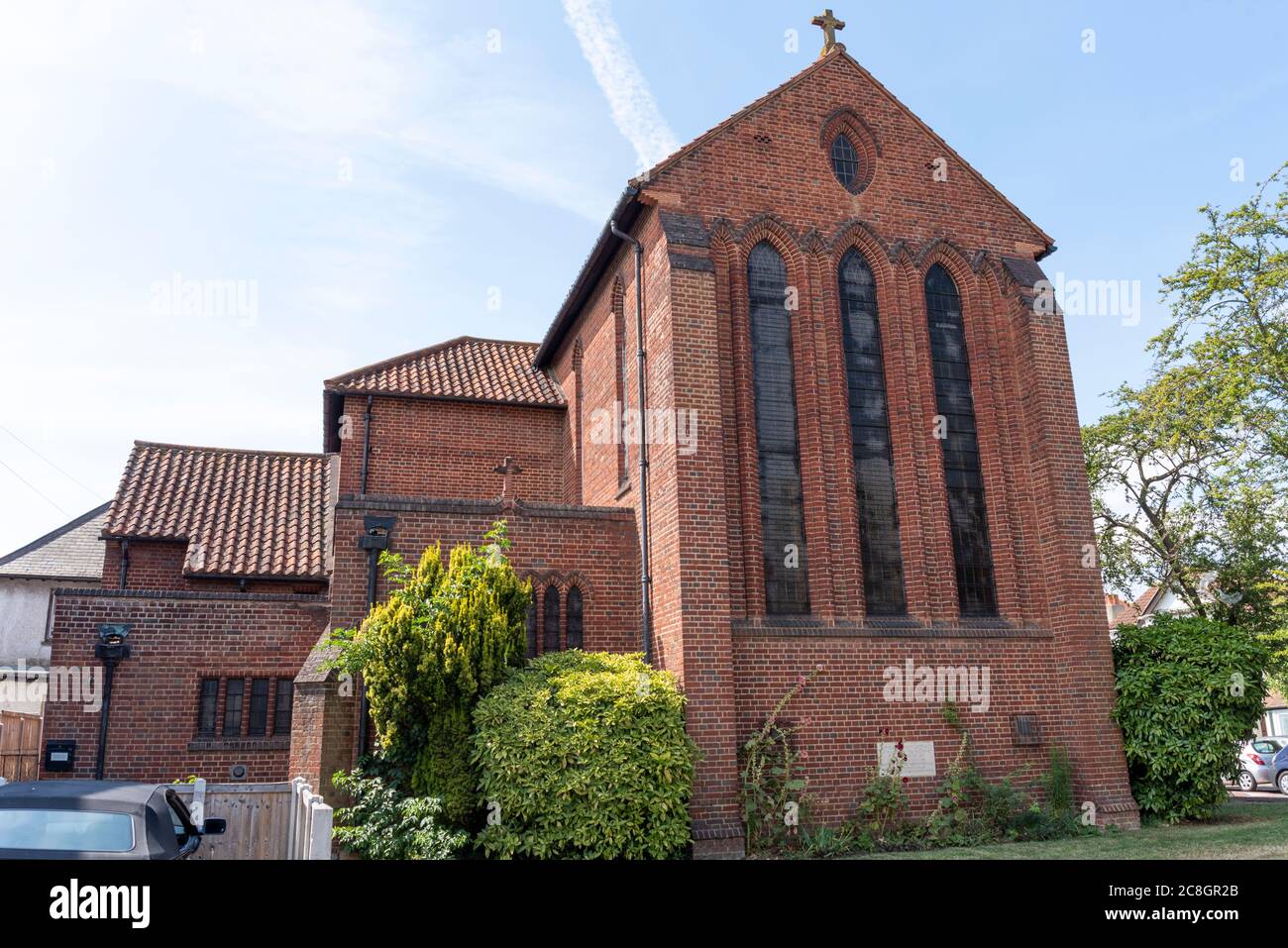 St. Andrew's Church Westcliff on Sea, Essex,Church of England Bistum Chelmsford. Backsteingebäude aus den 1930er Jahren. Große, imposante Pfarrkirche Stockfoto