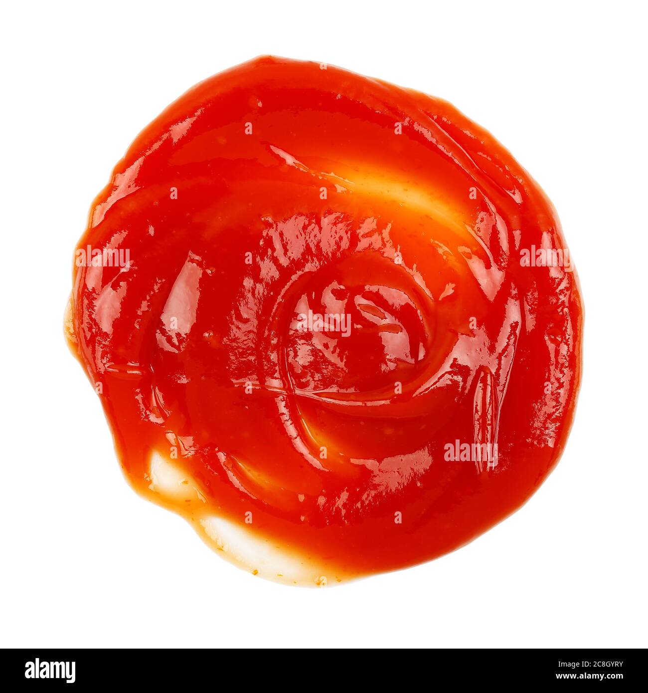 Kreisförmige Menge von Ketchup isoliert auf weiß Stockfoto
