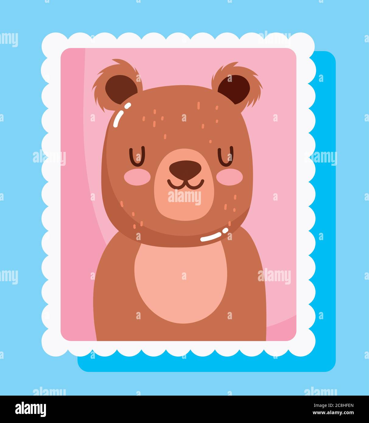 Niedliche kleine Bär Tiere Cartoon Briefmarke Vektor Illustration Stock Vektor