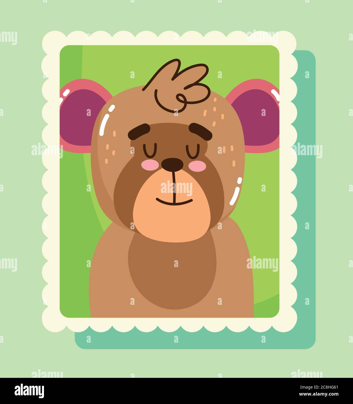 Niedliche moneky Porträt Tiere Cartoon Briefmarke Vektor Illustration Stock Vektor