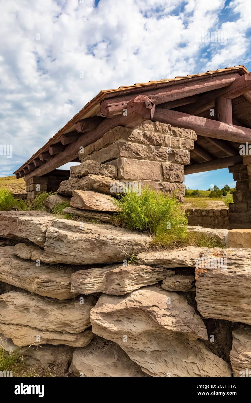 River Bend Overlook, erbaut vom CCC in den 1930er Jahren, im Theodore Roosevelt National Park, North Unit, in North Dakota, USA Stockfoto