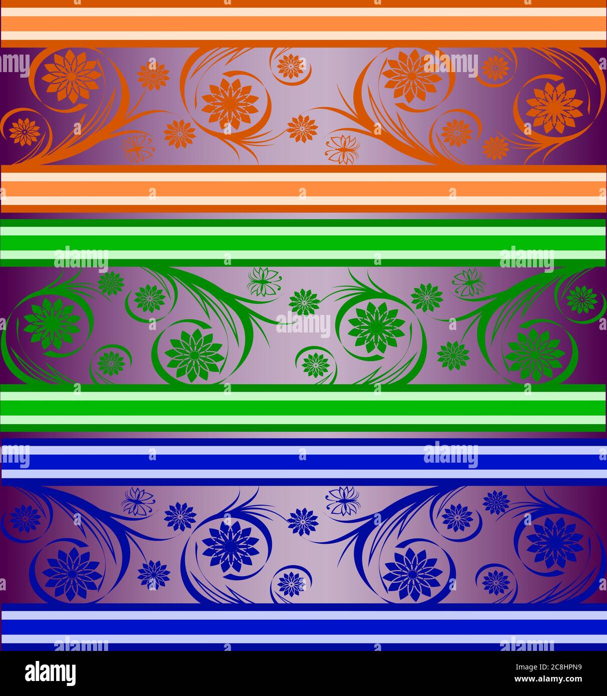 vektor-Illustration eines Satzes von gestreiften Blumenbannern Stock Vektor