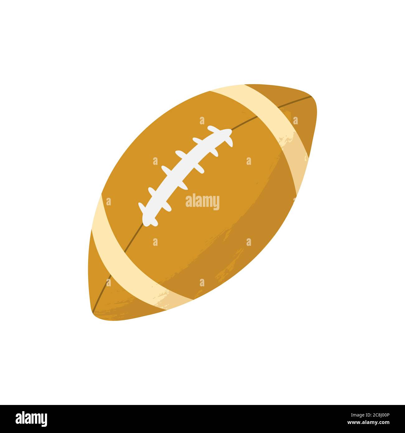 Rugby Ball isoliert Vektor-Symbol in Cartoons flaches Design mit Textur. Sportgeräte, gesunder Lebensstil, Fitness-Aktivität Vektor-Illustration. Ame Stock Vektor