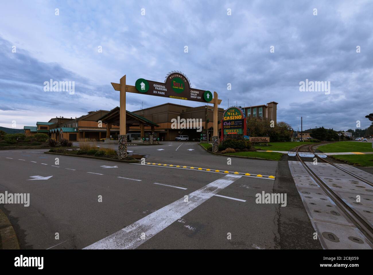 Eintritt zum Mill Casino und Hotel in Coos Bay, Oregon Stockfoto