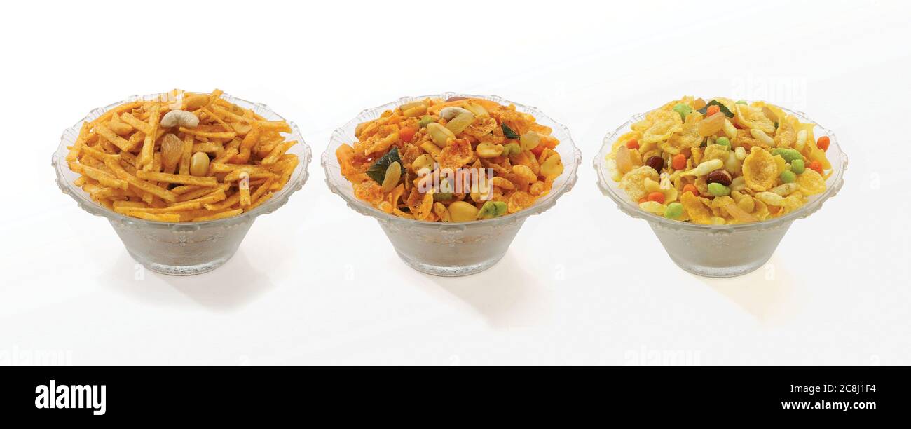 Mix chavanu, Nimco, gebraten und würzigen farali chevdo, upvas besondere Stockfoto