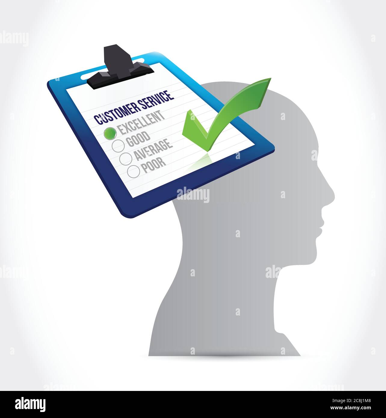 Kundenservice auf meinen Kopf Konzept Illustration Design auf weißem Hintergrund Stock Vektor