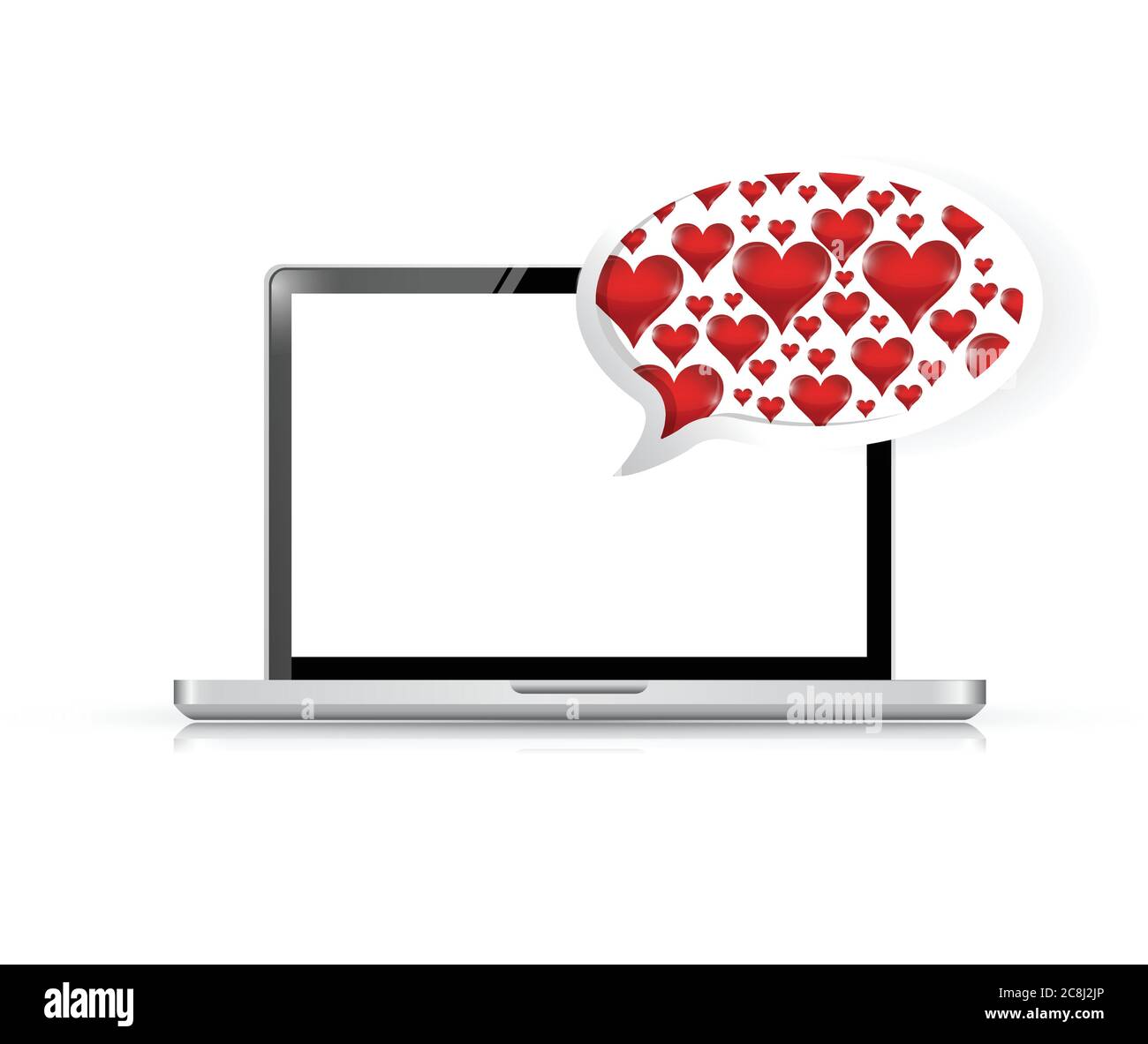 Online-Dating, Liebe Herzen Rede Blase Illustration Design über einem weißen Hintergrund Stock Vektor