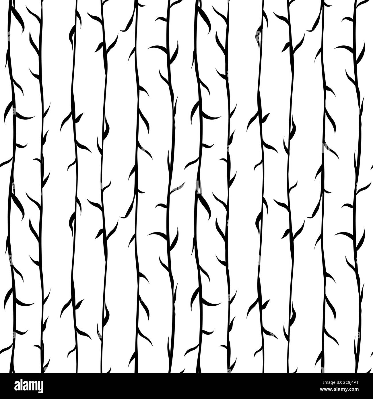 Einfaches, nahtloses Schwarzweiß-Hintergrundmuster mit dünnen Zweigen oder Wolltextur Stock Vektor