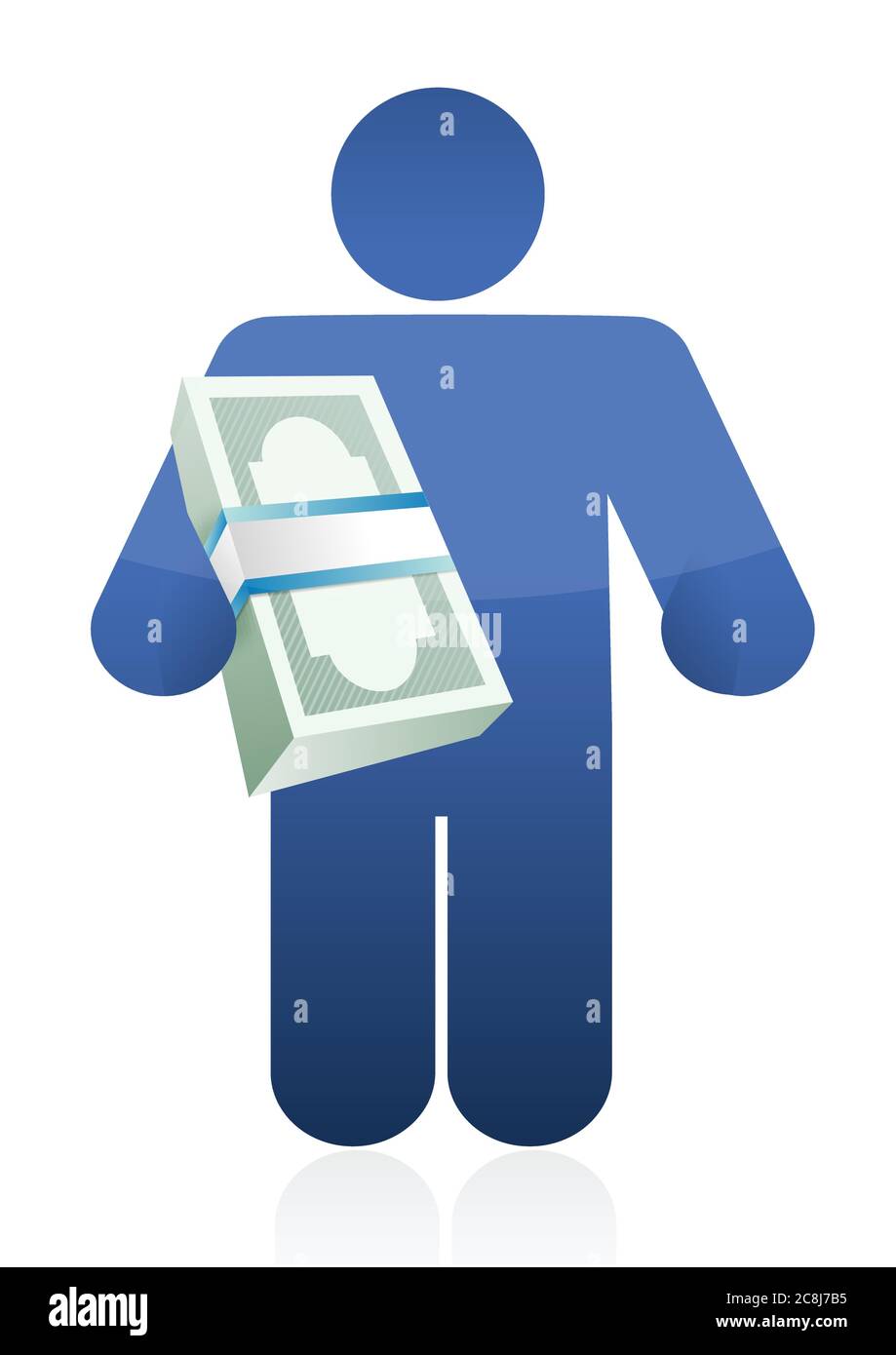 Halten Dollar Scheine. Illustration Design auf einem weißen Hintergrund Stock Vektor