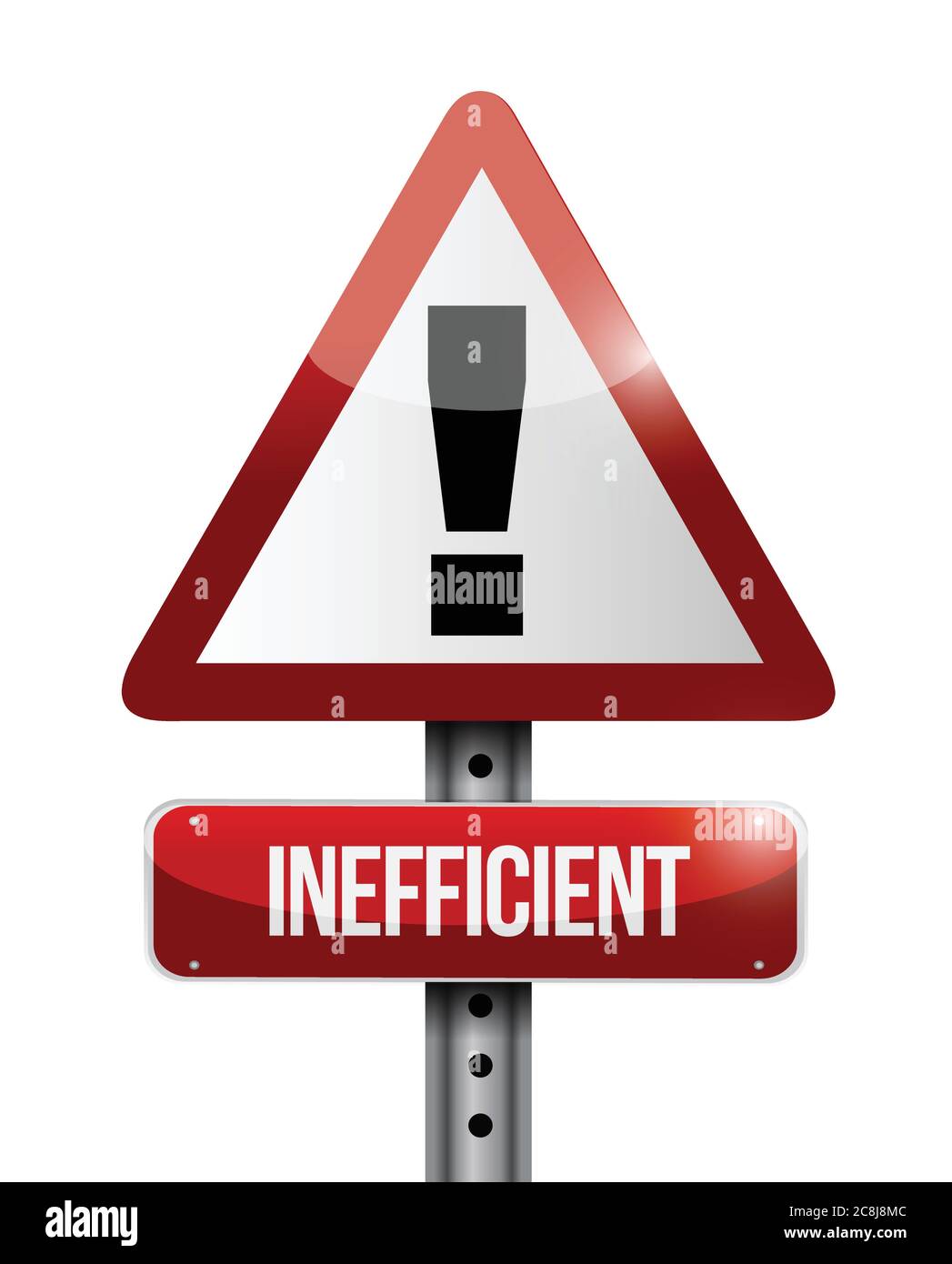 Ineffiziente Warnung Straßenschild Illustration Design auf weißem Hintergrund Stock Vektor