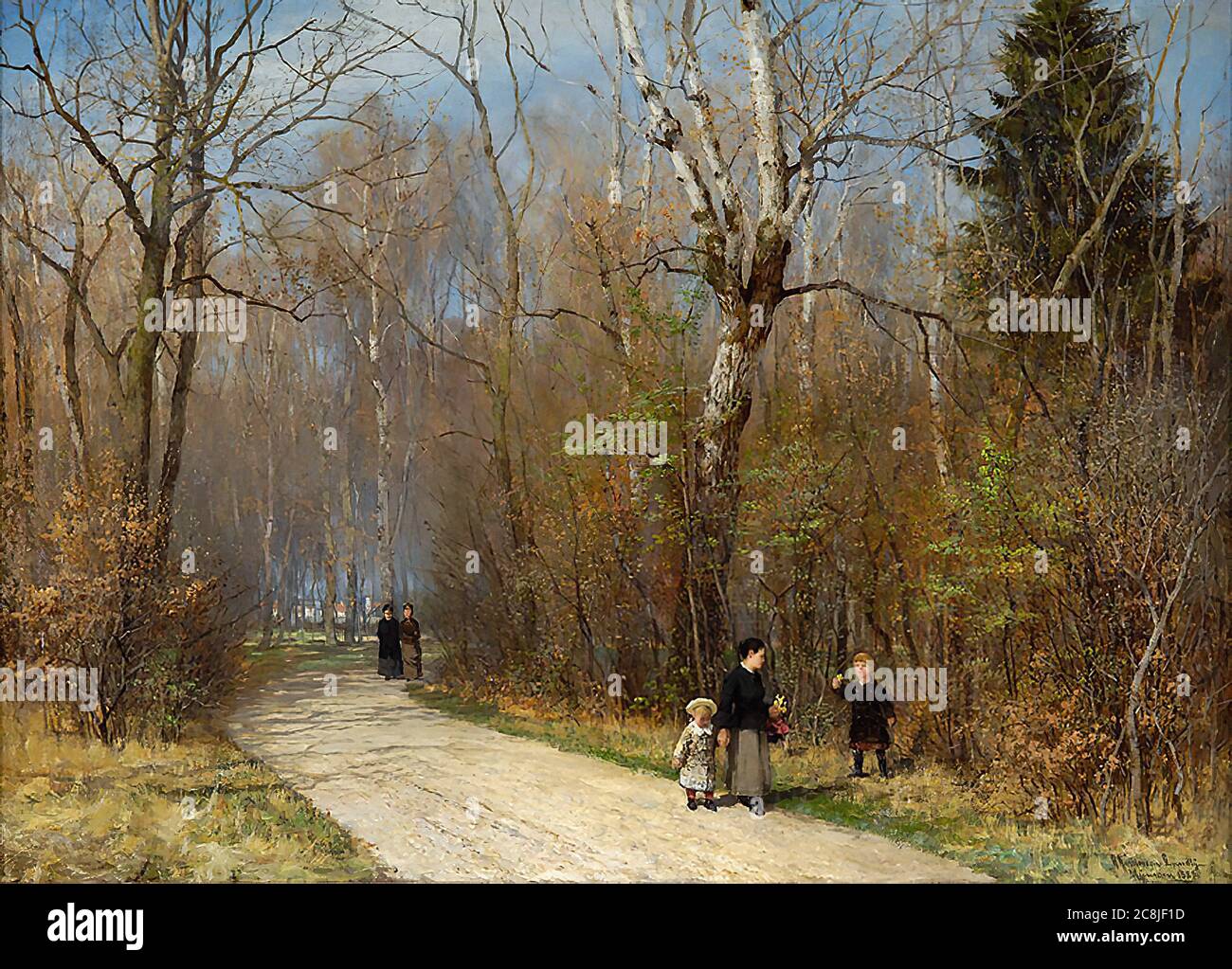 Andersen-Lundby anders - Herbstspaziergang im Englischen Garten in MÃ¼nchen - Dänische Schule - 19. Und Anfang des 20. Jahrhunderts Stockfoto