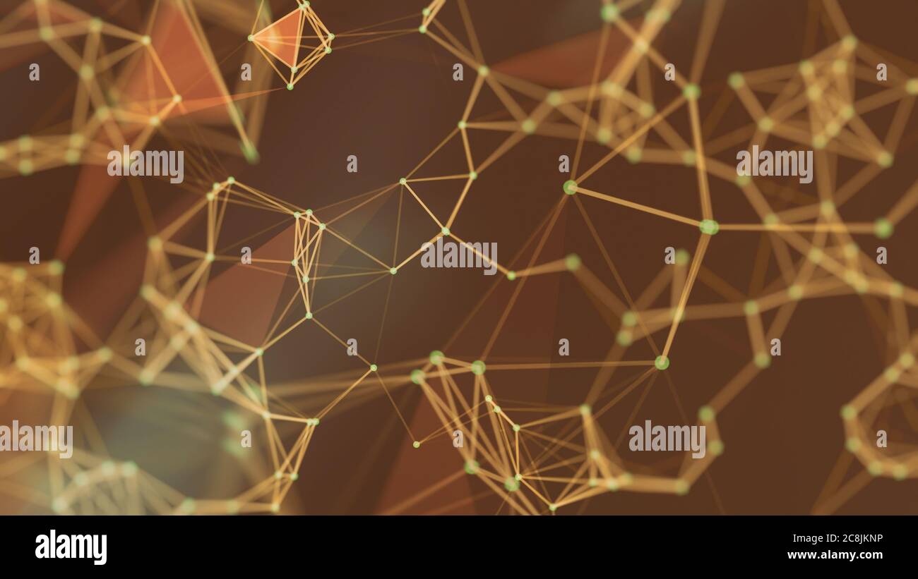 Verbindungsstruktur. Big Data-Visualisierung. Futuristische Form. Vom Computer generierter abstrakter Hintergrund Stockfoto