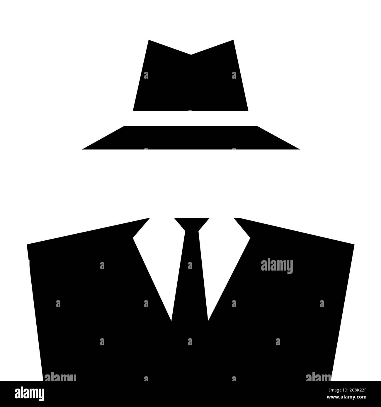 Anonymer unsichtbarer Mann mit Anzug und Hut. Stockfoto
