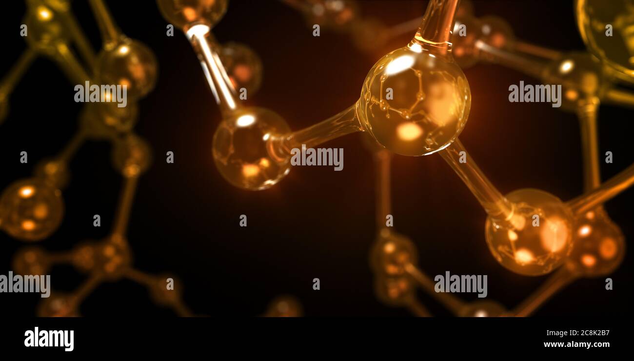 Abstrakte Ölmoleküle - 3D-Rendering Stockfoto