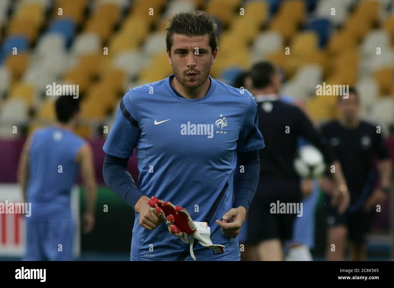 Cédric Carrasso während der Euro 2012, Entrainement Team France - am 18. Juni 2012 in Stade olympique, Kiew - Foto Laurent Lairys / DPPI Stockfoto