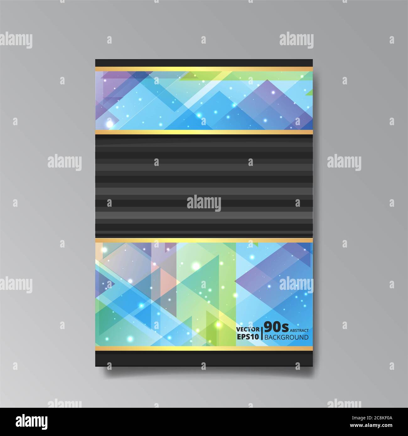 Chaos abstrakt geometrische Abdeckungen Design. Vorlagen für kühle Halbtöne mit glänzenden Verläufen. Fluide Shapes Posterkomposition. Retro futuristisch kreativ 90er Jahre an Stockfoto