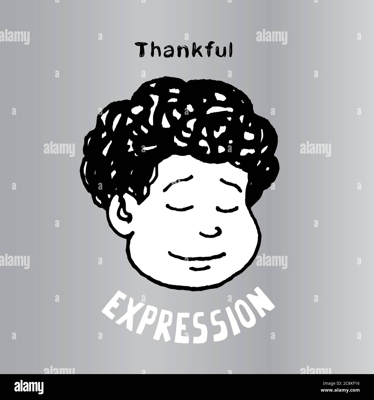 Dankbare Gesichtsvektordarstellung. Interessanter Cartoon Charakter. Wird als Emoticons und Emojis verwendet. Stockfoto