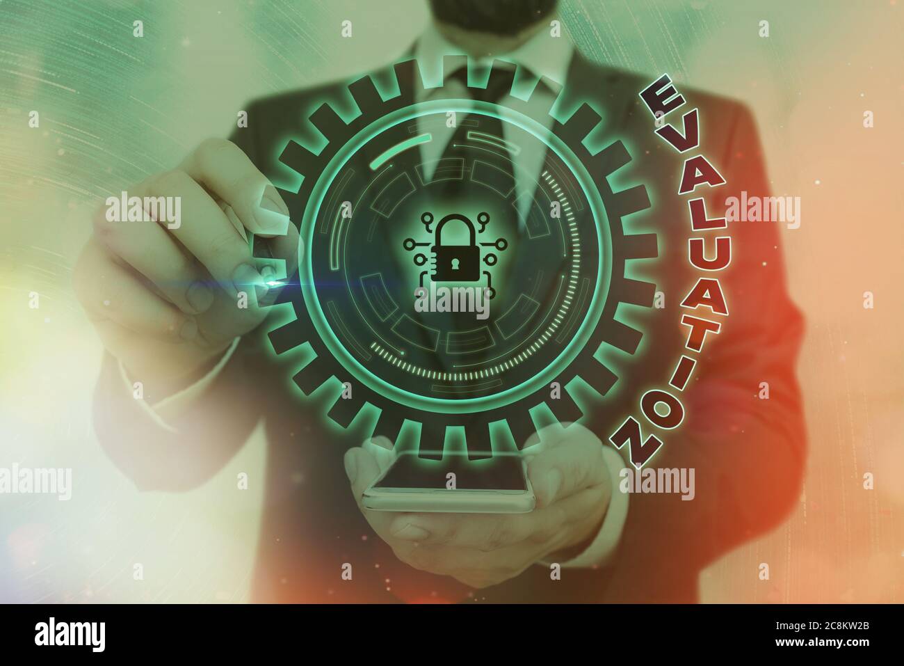 Textauswertung für Wörter. Geschäftsfoto, das die Urteilsfähigkeit über die Höhe oder den Wert von etwas zeigt Grafik-Vorhängeschloss für Webdaten in Stockfoto