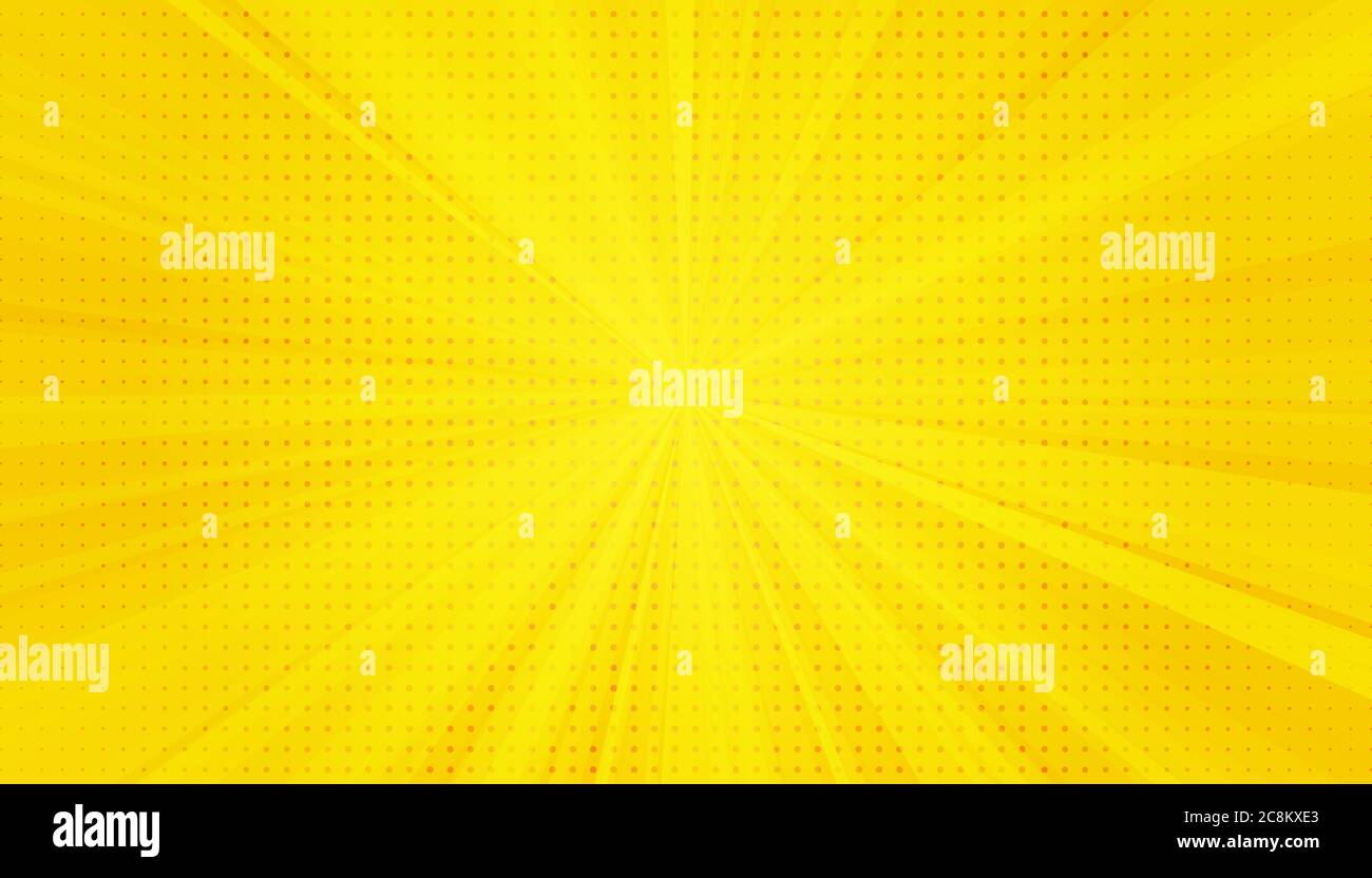 Pop Art Hintergrund. Retro gepunkteter Hintergrund. Vektorgrafik. Halbfarbige gelbe Pop Art Stock Vektor