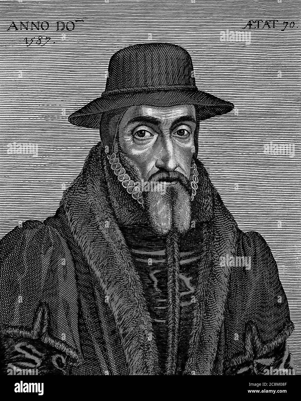 John Foxe (1516-1587), englischer Geistlicher, Historiker und Autor von Actes & Monuments, besser bekannt als Foxes Buch der Märtyrer. Stockfoto