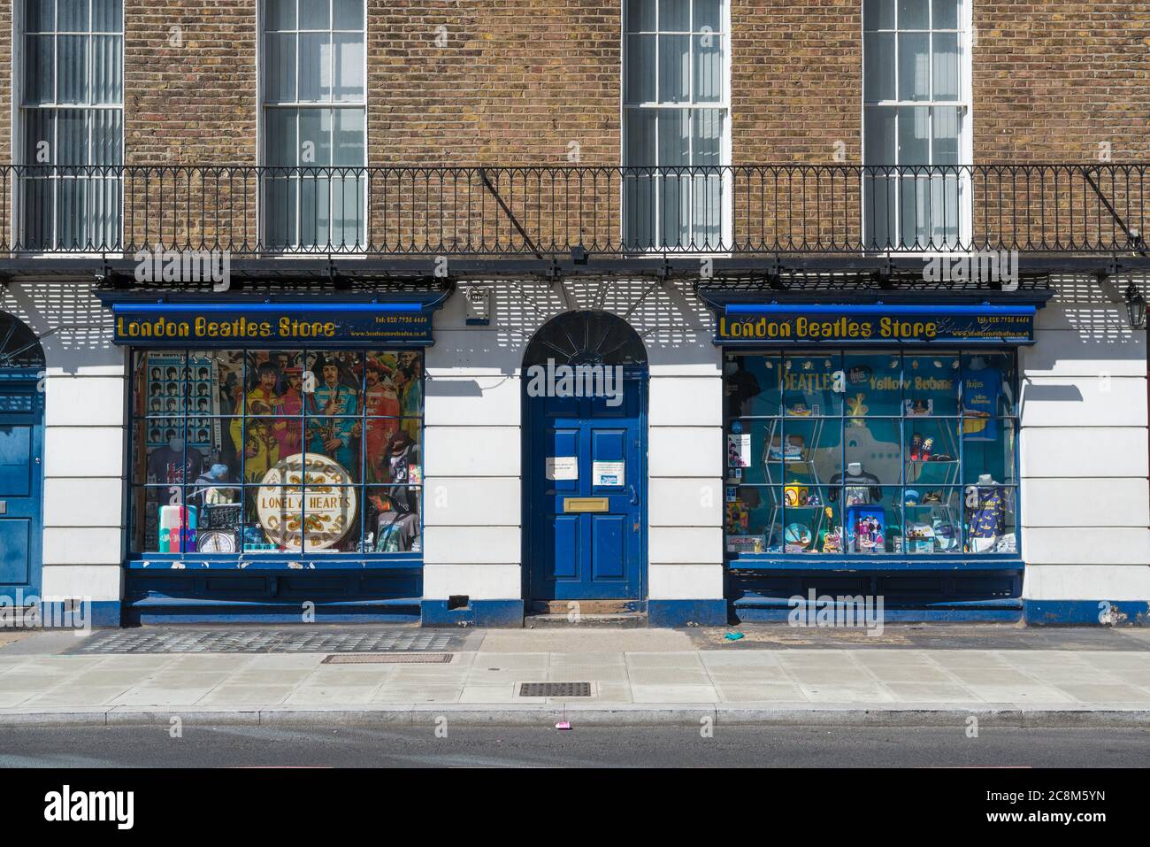 The London Beatles Store, ein Geschäft in der Baker Street, das Beatles-Erinnerungsstücke verkauft, London, England, Großbritannien Stockfoto