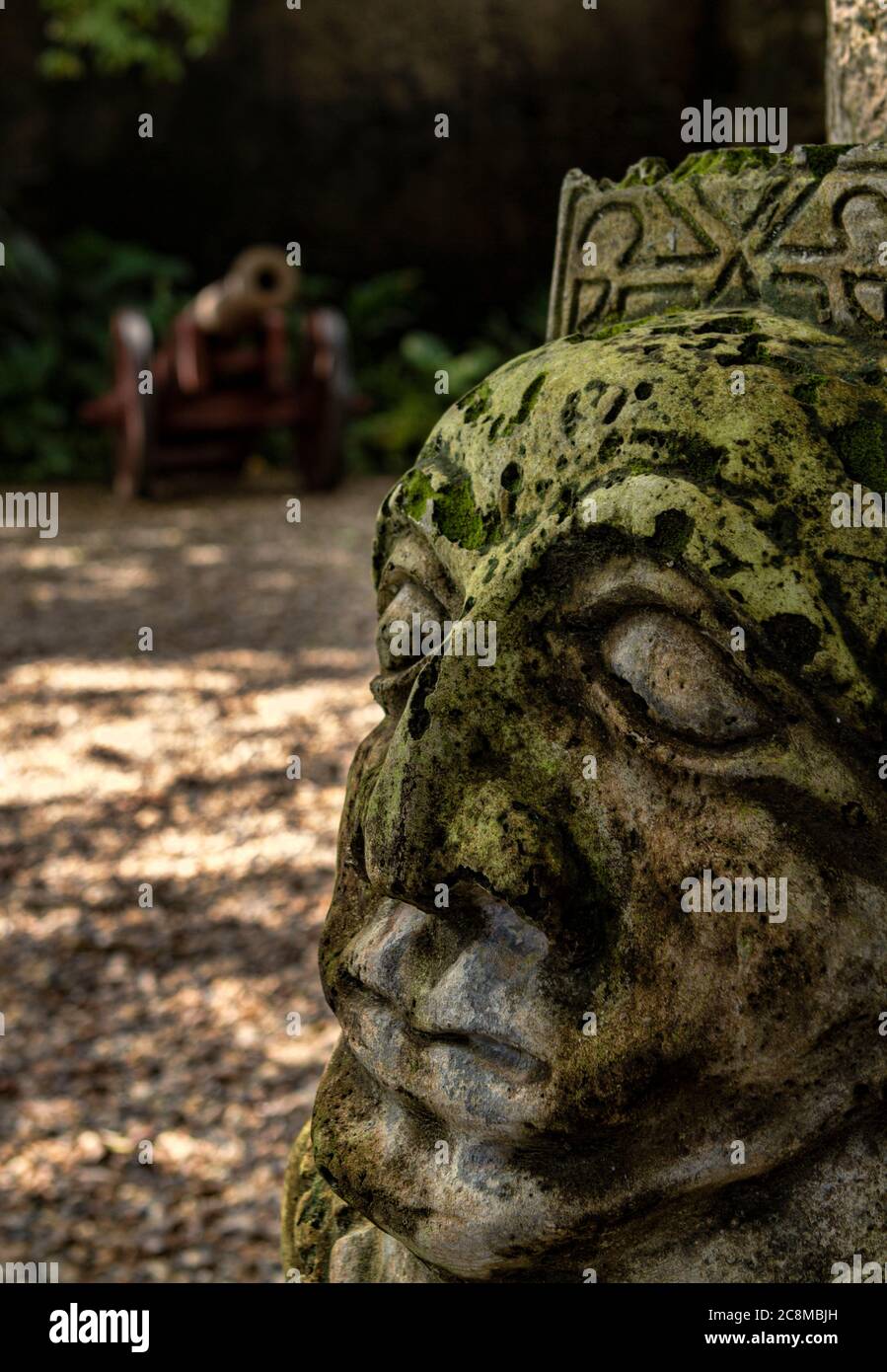 vorkolumbianische Steinskulptur in Cartagena Kolumbien Stockfoto