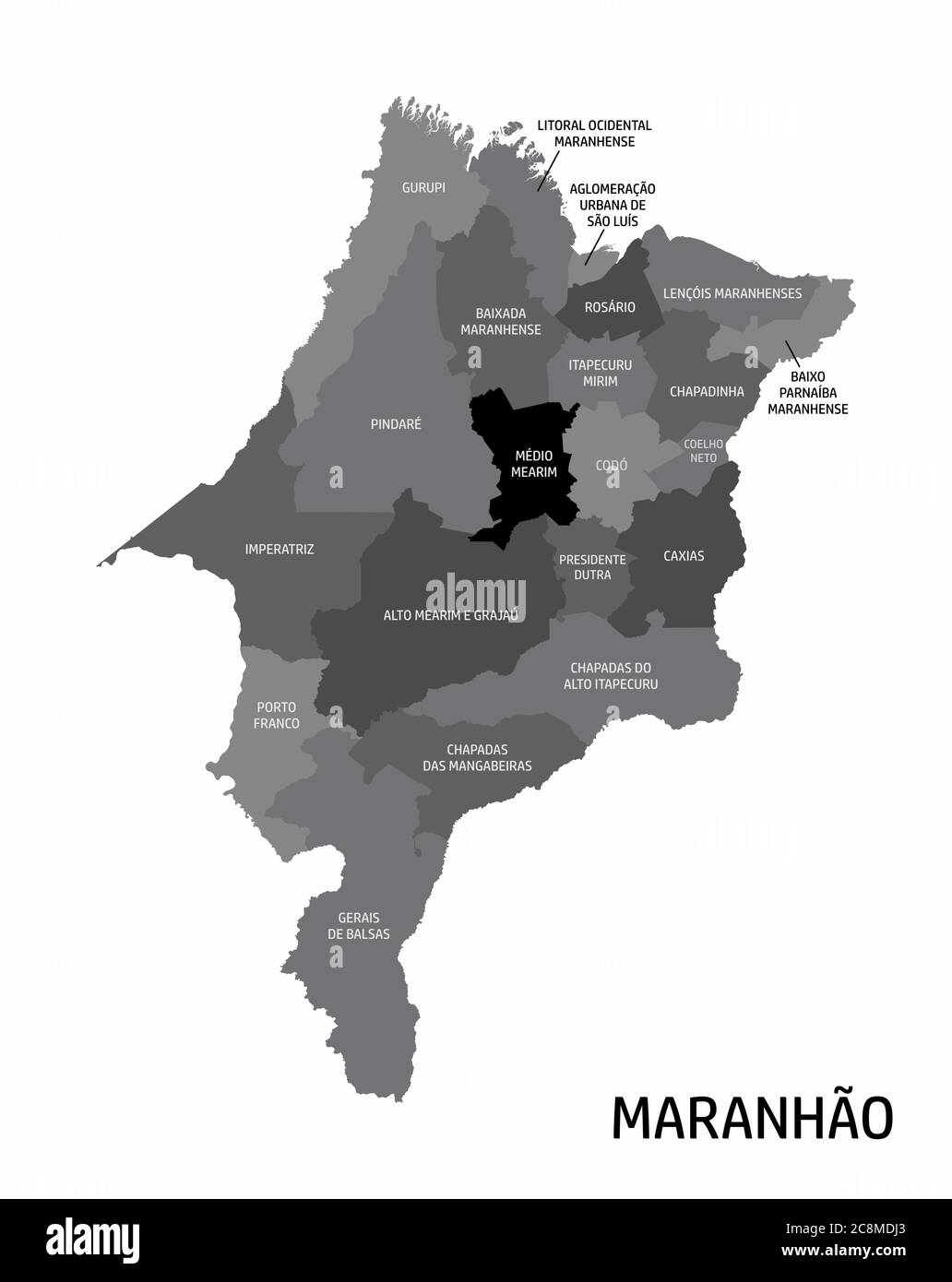 Karte der Maranhao State Regionen Stock Vektor