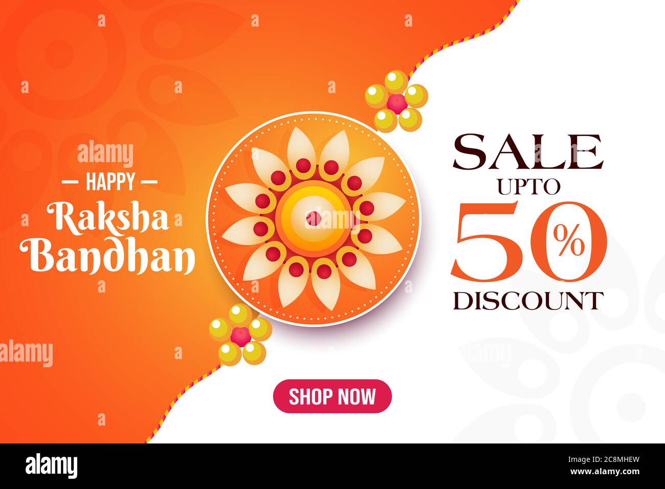 Happy Raksha Bandhan Sale Banner, Rabatt bis zu 50%, Shop jetzt Poster, schöne rakhi Vorlage, Vektor Stock Vektor