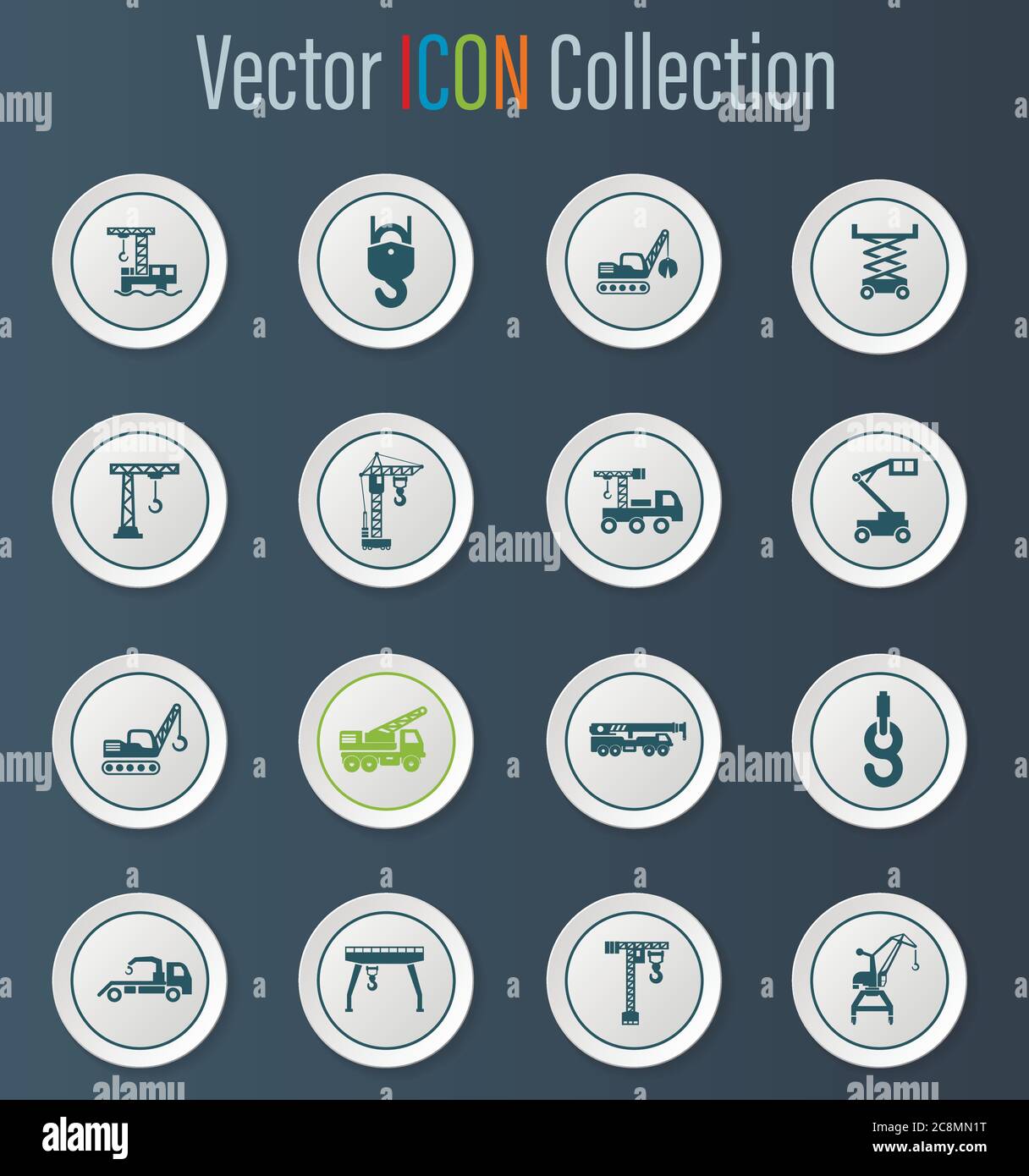 Kran und Lifing Maschinen Icon Set Stock Vektor