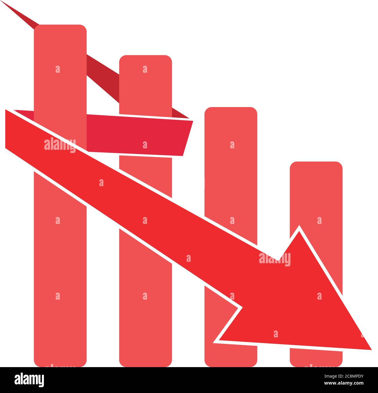 Diagramm Zum Rückgang Des Aktienmarktes Geschäftsdiagramm Pfeil-Nach-Unten-Vektor Stock Vektor