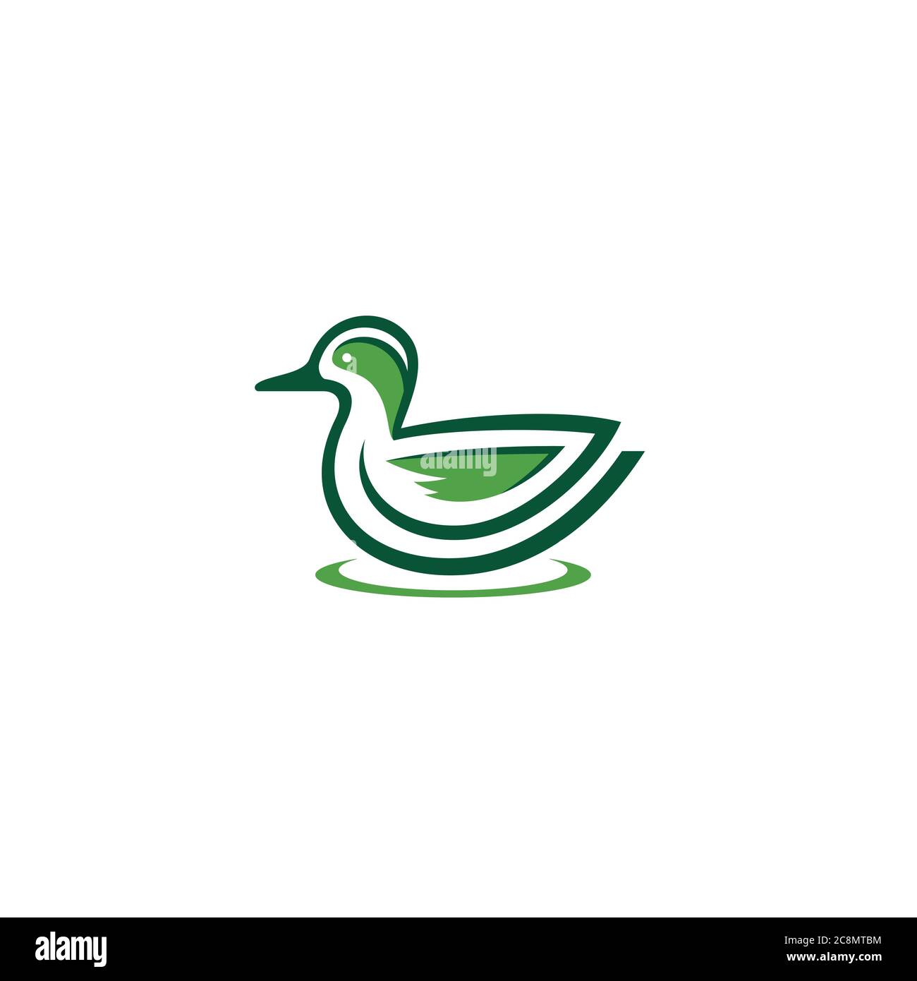Grünes geflügeltes Teal Duck-Logo / Icon-Design Stock Vektor