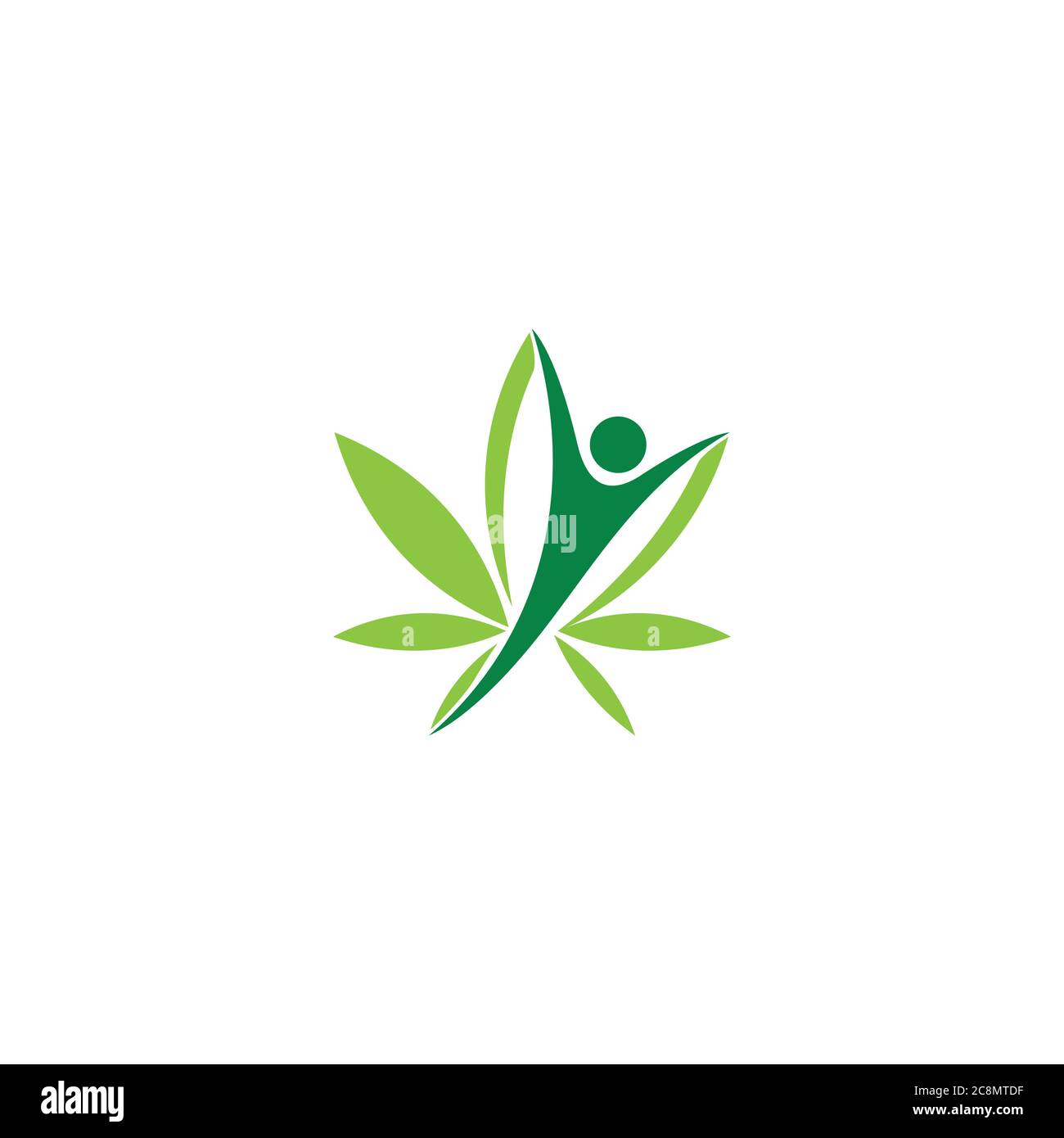 Gesunde Menschen und Cannabis Leaf Logo Design Stock Vektor
